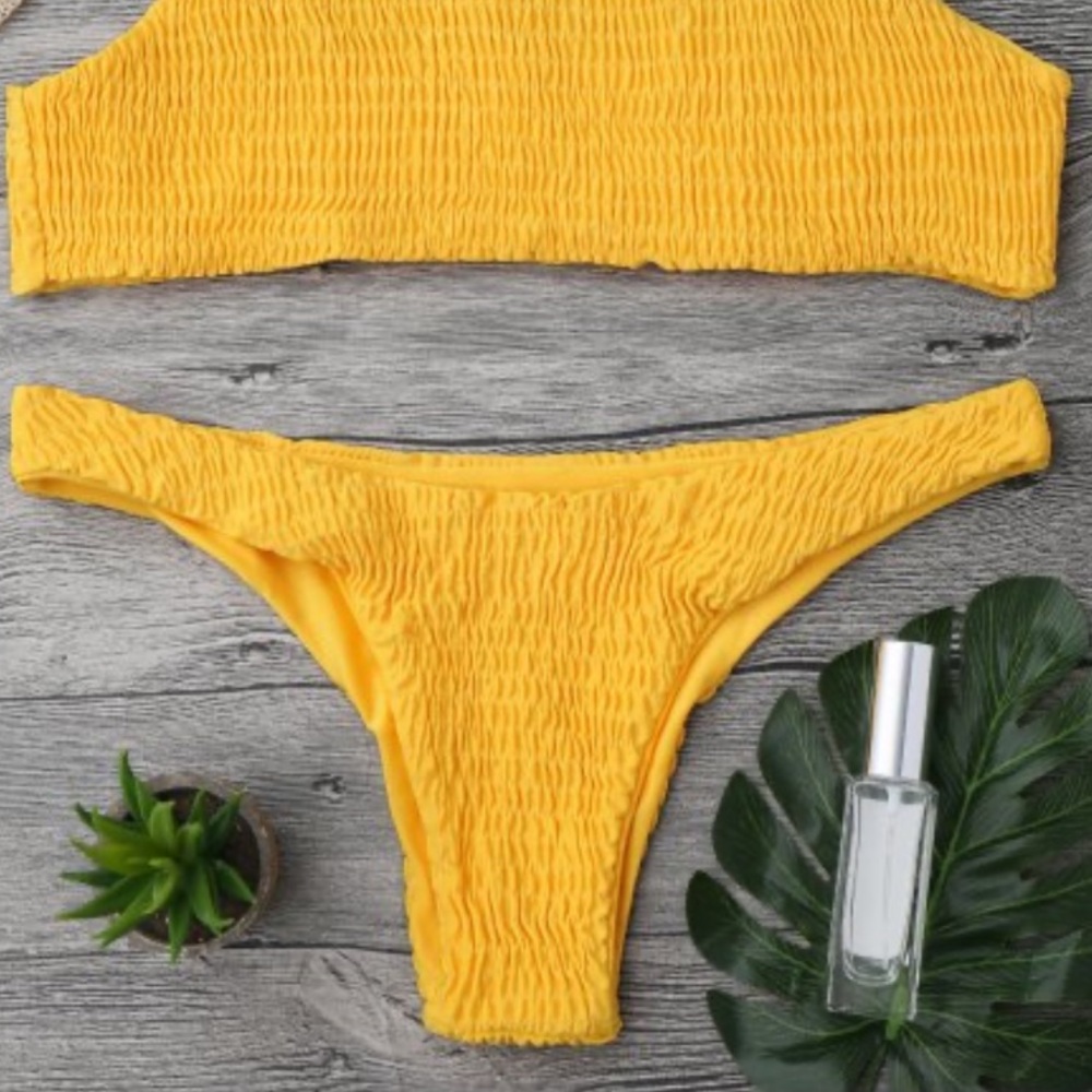 Cheeky Yellow Smocked Bikini Bottoms